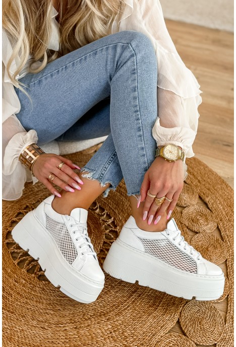 Białe sneakersy na platformie Zennia