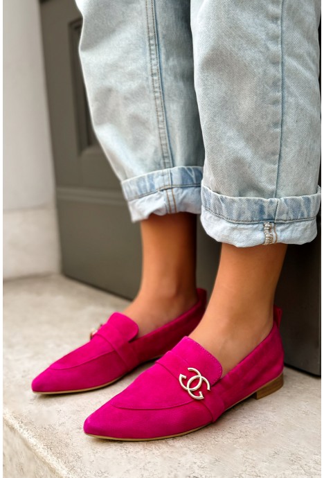 Zamszowe loafersy Ernica fuksja