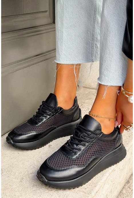 Czarne siateczkowe sneakersy Mayana