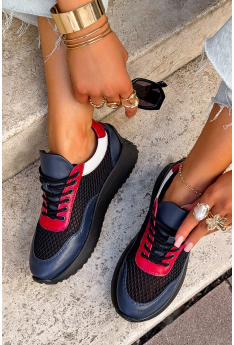 Czarne siateczkowe sneakersy Mayana z ozdobnymi wstawkami