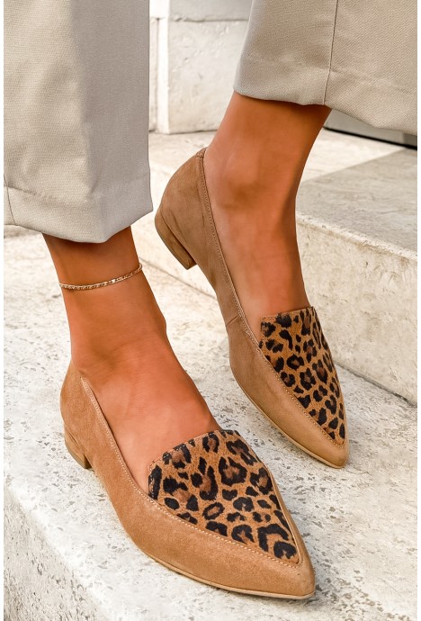 Zamszowe baleriny Paliana camel panterka