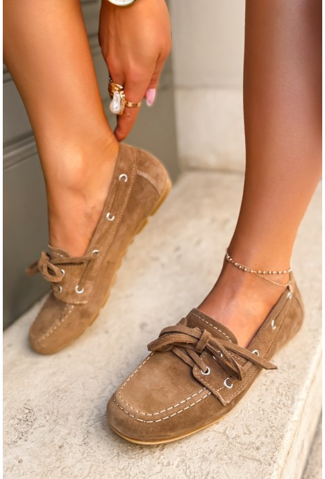 Zamszowe loafersy Daria ziemia