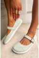 Miętowe ażurowe baleriny barefoot Coralia