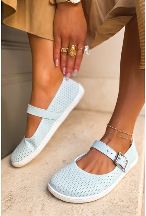 Błękitne ażurowe baleriny barefoot Coralia