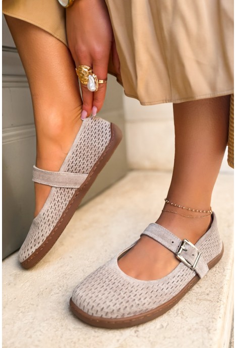 Szare zamszowe baleriny barefoot Coralia