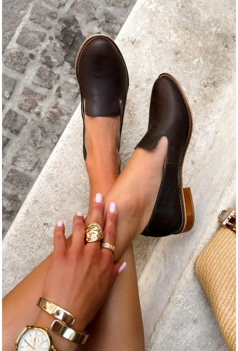 Czekoladowe loafersy Eureka