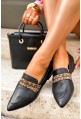 Czarne loafersy Ysolde z panterkowym akcentem