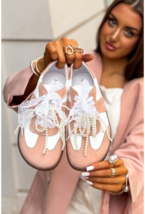Biało-różowe trampki barefoot Polina