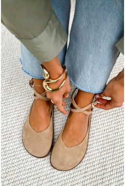 Beżowe zamszowe baleriny barefoot Suzane