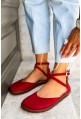 Czerwone zamszowe baleriny barefoot Suzane