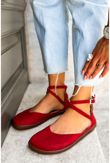 Czerwone zamszowe baleriny barefoot Suzane
