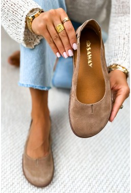Zamszowe baleriny barefoot Nurea jasny brąz