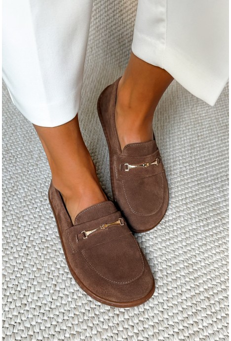 Brązowe zamszowe mokasyny barefoot Lazea