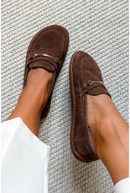 Brązowe zamszowe mokasyny barefoot Lazea