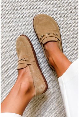 Beżowe zamszowe mokasyny barefoot Lazea
