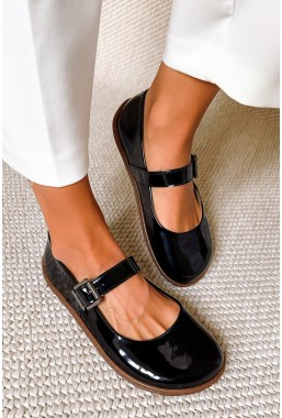 Czarne lakierowane baleriny barefoot Elora