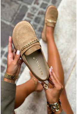 Beżowe zamszowe mokasyny barefoot Carmea