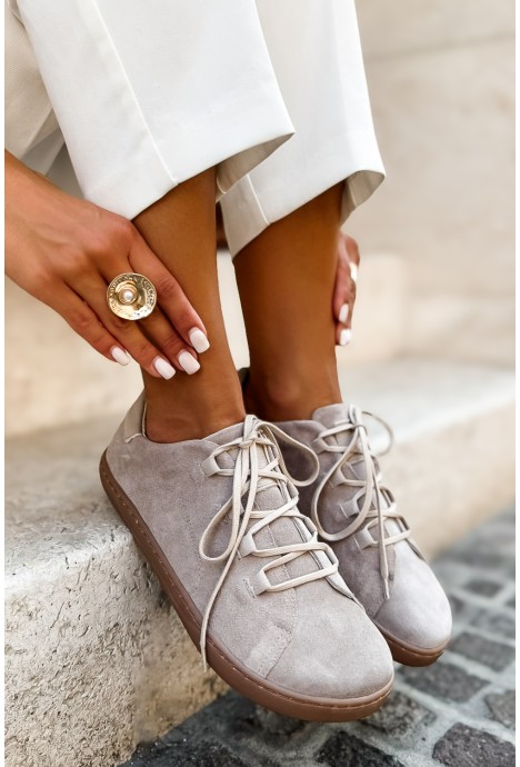 Zamszowe cappuccino trampki barefoot Dera