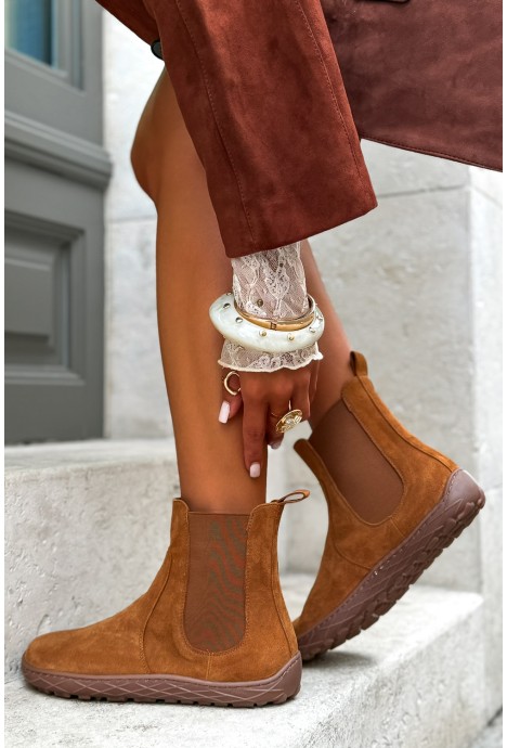 Zamszowe botki barefoot Mavon camel