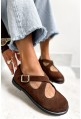 Czekoladowe zamszowe baleriny barefoot Floravia