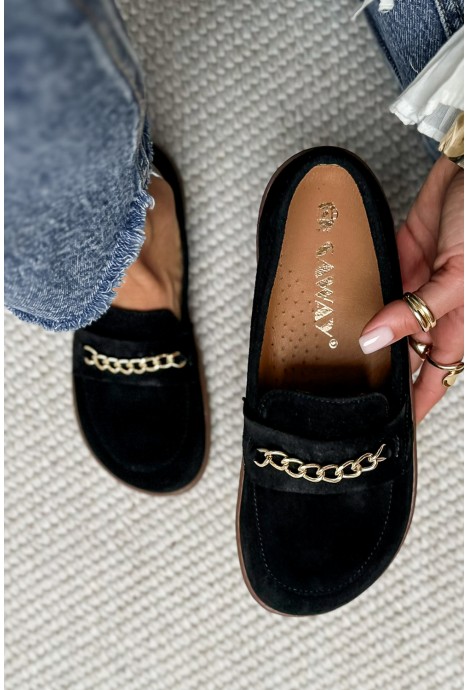 Czarne zamszowe mokasyny barefoot Carmea