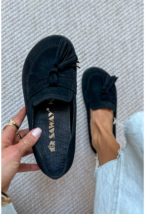 Czarne zamszowe mokasyny barefoot Ennisa