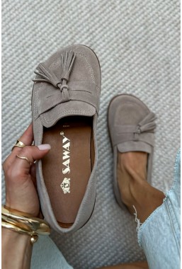 Zamszowe mokasyny barefoot Ennisa cappuccino