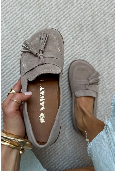 Zamszowe mokasyny barefoot Ennisa cappuccino