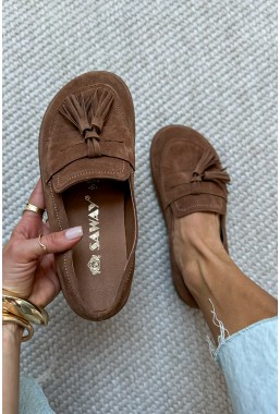 Zamszowe mokasyny barefoot Ennisa tabaco