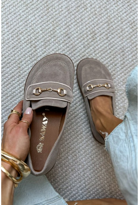 Zamszowe mokasyny barefoot Kireta cappucino