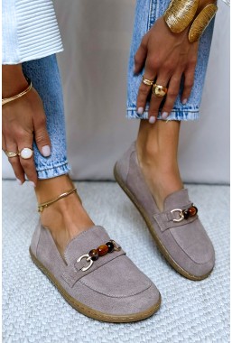 Zamszowe mokasyny barefoot Helena cappuccino