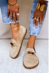 Beżowe zamszowe mokasyny barefoot Helena