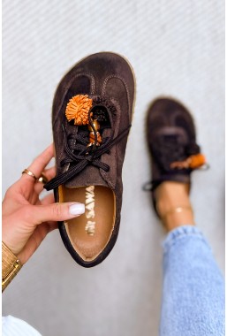Czekoladowe zamszowe trampki barefoot Kinga