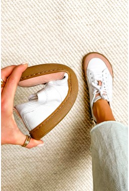 Białe trampki barefoot Agnes różowy