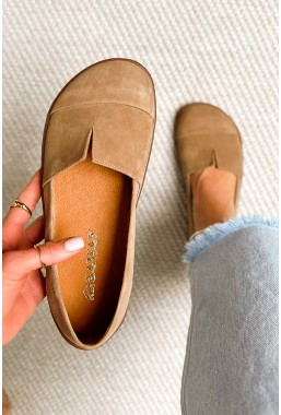 Beżowe zamszowe baleriny barefoot Nattie