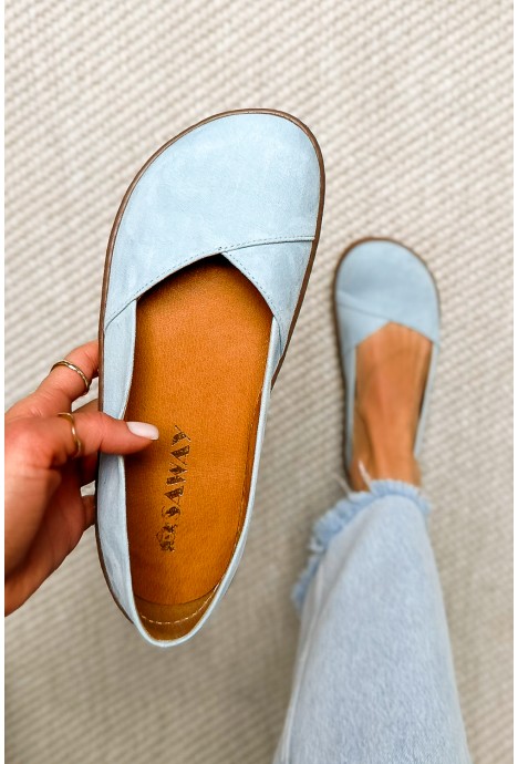 Błękitne zamszowe baleriny barefoot Elya