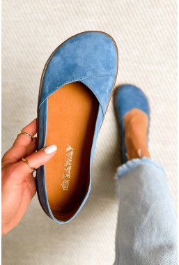 Niebieskie zamszowe baleriny barefoot Elya