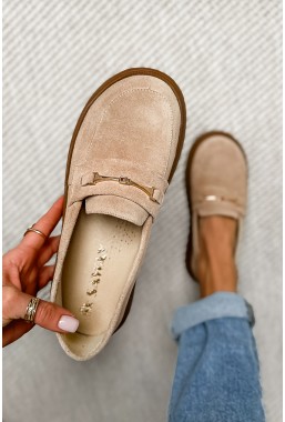 Beżowe zamszowe lekkie mokasyny barefoot Beirea