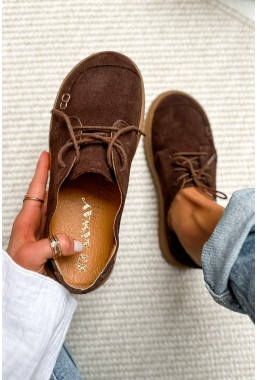 Czekoladowe zamszowe lekkie trampki barefoot Areno