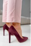 Burgundowe zamszowe szpilki Sol