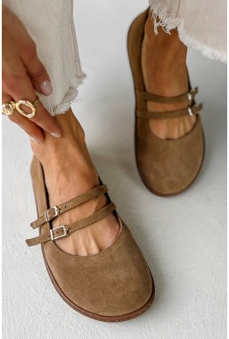 Beżowe zamszowe baleriny barefoot Giulietta