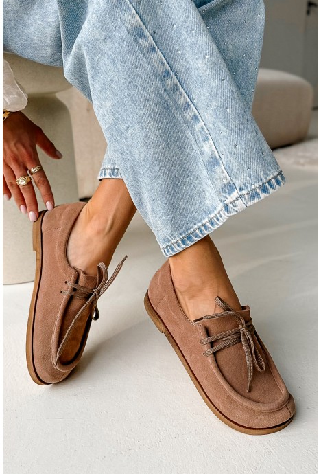 Zamszowe półbuty barefoot Cavellia latte
