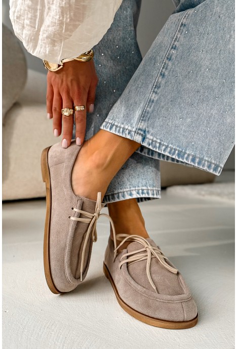 Zamszowe półbuty barefoot Cavellia cappuccino