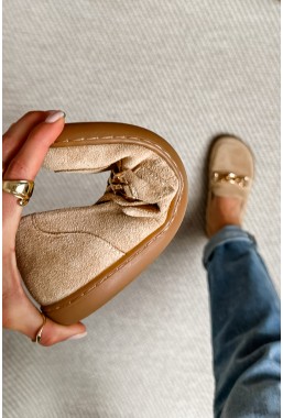 Beżowe zamszowe mokasyny barefoot Carella