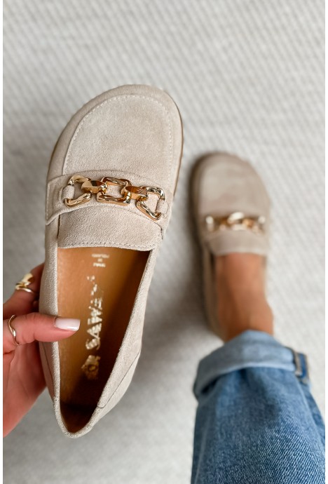Jasnobeżowe zamszowe mokasyny barefoot Carella