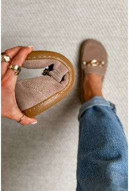 Zamszowe mokasyny barefoot Carella cappucino