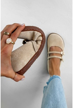 Beżowe zamszowe baleriny barefoot Savira