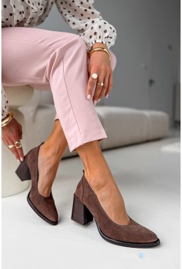 Brązowe zamszowe czółenka Marielle