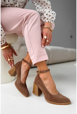 Brązowe zamszowe czółenka Liliave