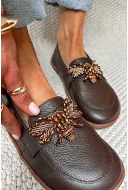 Czekoladowe mokasyny barefoot Otesa